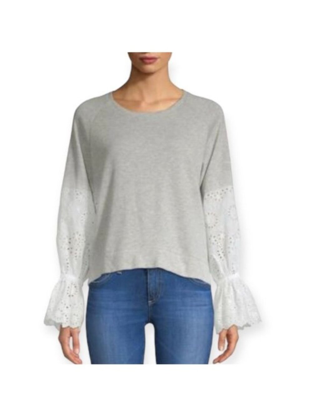 NWT, Generation Love Penelope Embroidered Top, Heather Gray, Size S